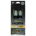 GE HDMI Cable, Premium, Ethernet, HDMI Certified, 4 Foot HDMI, Ultra HD, Full HD 1080p, HDR Capable, 18 Gbps 4K 60Hz HDMI, Smart TVs, Roku, Fire Stick, Streaming Devices, Blu Ray, Cable, 33511