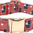 Independence Day Dog Collar, Summer Interwoven Flags Durable Metal Boy Dog Collars Adjustable Pet Collar for Small Dogs