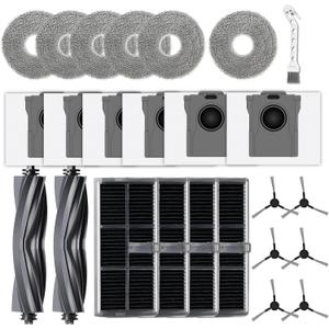 Replacement Parts Compatible with Dreame L10s Ultra Gen 2/L10s Pro Ultra Heat/D30 Ultra/L40s Ultra AE/CE/for E30 Ultra Robot Vacuum 2 Main Brush,4 Filters,6 Mop Pad,6 Dust Bag,6 Side Brush