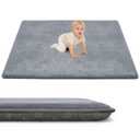 ACOMOPACK 1.3" Thick Baby Play Mat for Floor 59x71-Large Water-Repellent&Non-Slip Memory Foam Mat for Kids,Toddlers,Soft Velvet Nursery Rug for Tummy Time&Crawling,Yoga,Tatami Style(Grey)