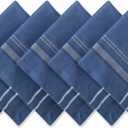 DII French Stripe Tabletop Collection Farmhouse Style Dining Table Linen Napkin Set, 20x20, Blue Chambray, 6 Piece