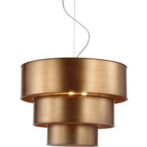 JONATHAN Y 21" Gold 3-Light Iron Pendant Light, 3-Tier Contemporary Concentric Ring Design, Adjustable Height Hanging Ceiling Fixture for Dining Room, LED Bulbs Included JYL9036A