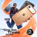 LISEN 3-Pack Magnetic Shockproof for iPhone Air Case Slim [Fit for MagSafe][Military Grade Drop Protection] Translucent Matte Phone Case for i Phone 17 Air, Cosmic Orange, Space Black, Deep Blue