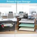 3-Tier Paper Letter Tray, Wooden Desk File Organizer, Stackable Metal Mesh Desk Organizer for Office Supplies. Small Paper Trays for Home Office School, Rustic Brown