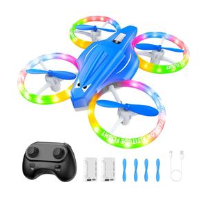 Drones for Kids With Cool Light, Kids Drone with 3D Flip, Altitude-Hold, Self-Rotation, Headless Mode, 3 Speed Modes, One-Click Take-off/Landing, Mini Drone for Christmas, Beginners, Indoor