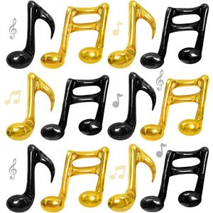 Black and Gold Music Note Balloons, 16Inch 12Pc Black Gold Quaver Aluminum Foil Balloons for Music Themed Birthday Baby Shower Outdoor Party Home Short Video Decorations