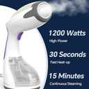 BEAUTURAL Steamer for Clothes, Portable Handheld Garment Fabric Wrinkles Remover, 30-Second Fast Heat-up, Auto-Off, Large Detachable Water Tank (Purple)