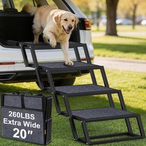 URPOWER Dog Stairs for Large Dogs Extra Wide 20" with 5 - Step Dog Ramp Steps for Car High Bed Foldable Pet Stairs with Detachable Non Slip Surface Car Ramps for SUV Truck Supports up to 260 Lbs