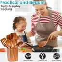 HOWHONG Wooden Spoons for Cooking, Premium Acacia Wood Kitchen Utensil Set, Handmade Wooden Utensils for Nonstick Cookware, Heat Resistant, Smooth Finish, Comfortable Grip, with Holder, Gift Ready