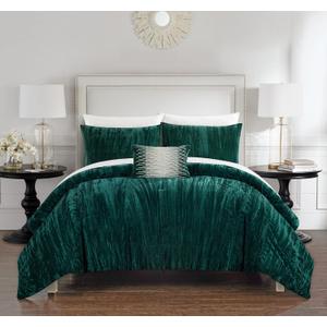 Chic Home Westmont 4 Piece Comforter Set Crinkle Crushed Velvet Bedding-Decorative Pillow Shams Included, Queen, Green Chic Home Westmont 4 Piece Comforter Set Crinkle Crushed Velvet Bedding-Decorative Pillow Shams Included, Queen, Green