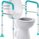 Lianjindun Toilet Safety Rails, Adjustable Toilet Frame for Elderly, Seniors, Handicap & Disabled, Foldable Handicap Toilet Handles Fit Any ToiletsPeacock Blue