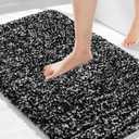Yimobra Black and White Bathroom Rugs Non Slip Washable 36x24, Ultra Soft and Water Absorbent Bath Mats, Plush Fluffy Shower Mat Outside, Luxury Microfiber Thick Matts for Bathroom Floor/Tub