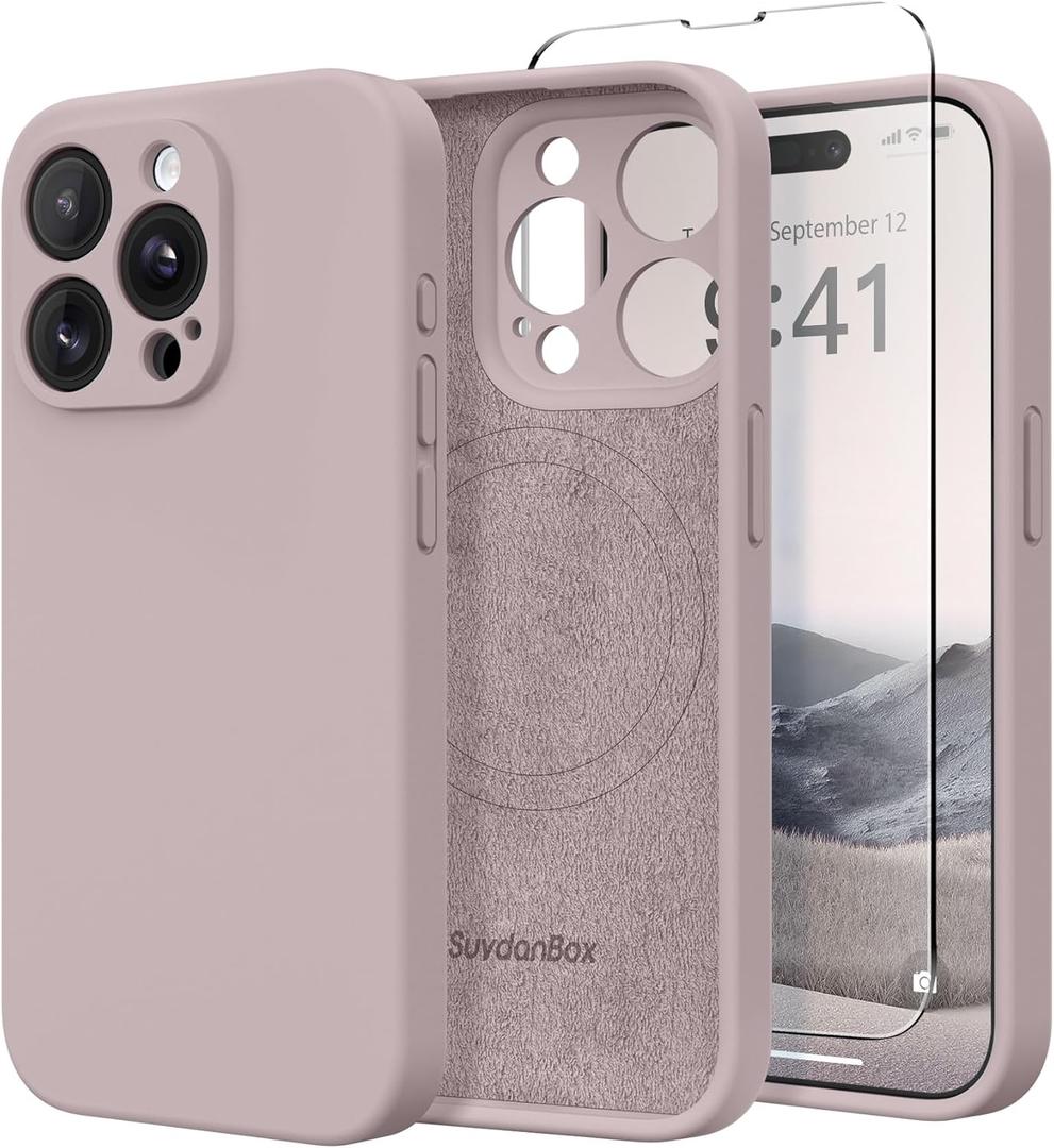 Magnetic for iPhone 12 Pro Max Case, Compatible with MagSafe, [Full Camera Protection][Screen Protector] Silicone Shockproof Protective Phone Case for iPhone 12 Pro Max 6.7", Hazel