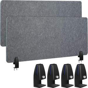 Wesiti 2 Pcs Acoustic Desk Divider Noise Reducing Desk Privacy Panel for Student Table Standing Sound Proof Divider Desktop Claw Office Furniture Partition for Classroom(Gray,47.24 x 15.75 Inches)