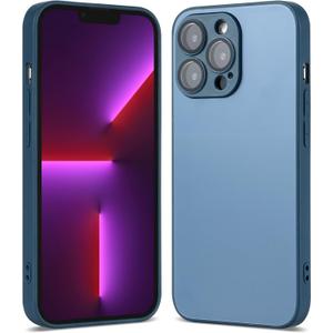 Compatible with iPhone 14 Pro Max Hard Body AG Glass Matte Frost Cellphone Mobile Basic case Cover casing funda para Drop Protection Camera Lens Protection Raised Bezels (Blue)