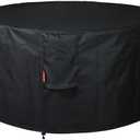 SheeChung Round Gas Fire Pit/Table Cover-Fit 36-40 inch Outdoor Firepit/Bowl,600D Heavy Duty Patio Cover Black,100% Weather Resistant&Waterproof for Backyard,Porch,Deck,Camping,Grill,40”Dia X 22”H