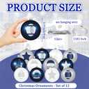 Soulchen 12 Pcs Football Ornaments Set 3.15 Inch Hanging Ball Ornaments Sports Football Themed Birthday Decor with Star Helmet Foam Finger Classic Blue and Grey Color (Transparent Thread)