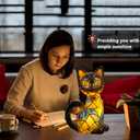 Cat Lamp,2026 New Series Art Desk Lamp, Dyed Resin Vintage Cat Lamp, Resin Bedside Table Lamp, Cute Pet Cat Theme LED Desk Lamp, for Bedroom, Warm Animal Night Light, Home Decor & Gift(A)