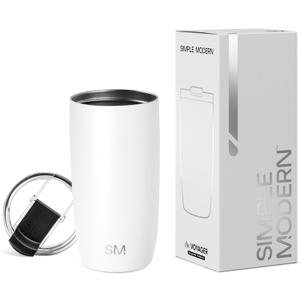 Simple Modern Travel Coffee Mug Tumbler with Flip Lid | Reusable Insulated Stainless Steel Cold Brew Iced Coffee Cup Thermos | Gifts for Women Men Him Her | Voyager Collection | 16oz | White