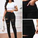 LONGBIDA Skinny Ripped Jeans for Women High Waisted Stretch Butt Lifting Jeans Slim Fit Distressed Denim Pants Jeggings Jeans (XL)