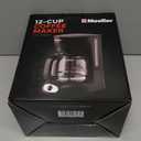 Mueller 12-Cup Drip Coffee Maker - Borosilicate Carafe, Auto-Off, Reusable Filter, Anti-Drip, Keep-Warm Function, Clear Water Level Window Coffee Machine, Kitchen Essentials & Accessories (Black)