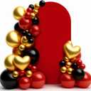 LEBENGURU Upgraded 5FT Wedding Arch Cover, Red Spandex Fitted Arch Backdrop Cover, Round Top Chiara Stand Covers for Birthday Party Baby Shower Banquet Balloon Decor