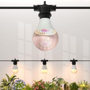 LED Grow Light Bulbs with E26 Base, 45W Durable 12 ft String Grow Lights, Waterproof Hanging Full Spectrum A25 Plant Lighting for Seeds, Flowers, Succulents, Indoor & Outdoor Use (3 Lights)