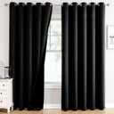 ChrisDowa 100% Blackout Curtains 84 inch Long for Bedroom with Black Liner, Extra Wide 2 Thick Layers Total Blackout Thermal Insulated Grommet Window Curtains 2 Panels Set (Black, 60 x 84 Inch) (60"W x 84"L (Pack of 2))