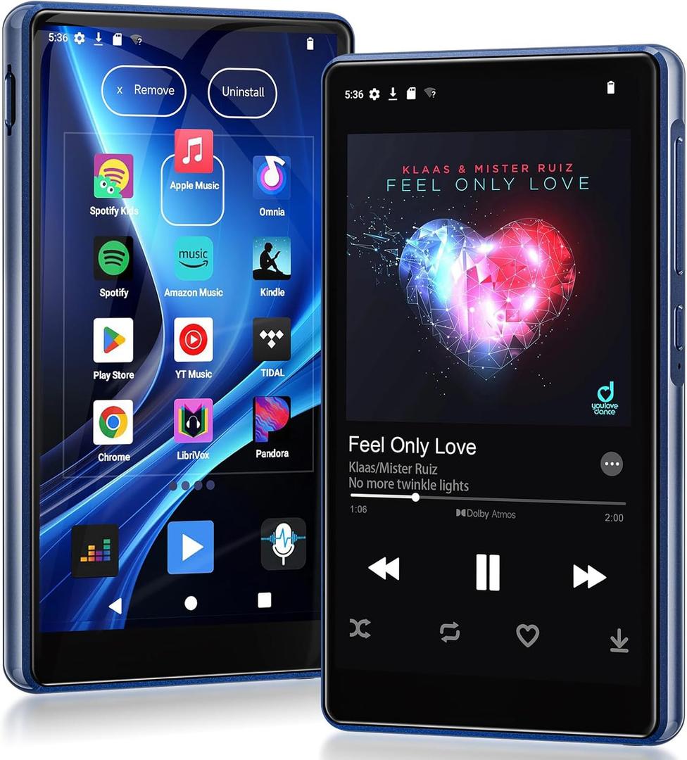 160GB Android MP3 Player with Bluetooth and WiFi, 4.5" Touchscreen MP4 Music Player with Spotify Kids, Amazon Music, YouTube, Pandora, Audible, Google Play, Speaker, Parental Control, Up to 1TB