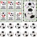 Jenaai 30 Sets Valentine Soccer Team Gift Bulk Cute Face Plush Soccer Keychain with with Inspirational Cards Valentine Party Favor for Team Player Group Athletes