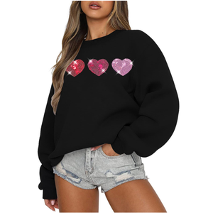 LUKYCILD Love Sweatshirt Women Valentine's Day Shirts Funny Graphic Long Sleeve Lightweight Shirt Holiday Pullover Tops, Large 