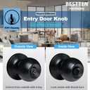 [2 Pack] BESTTEN Keyed Entry Door Knob, Entrance Door Lock, Keyed Different, Standard Ball, Matte Black
