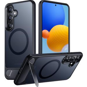 Temdan Magnetic for Samsung Galaxy S25 Case, [Innovate Stand][Military Grade Drop Protection][Non Slip][Translucent Matte] Shockproof Phone Case for Galaxy S25 6.2" 2025 -Black