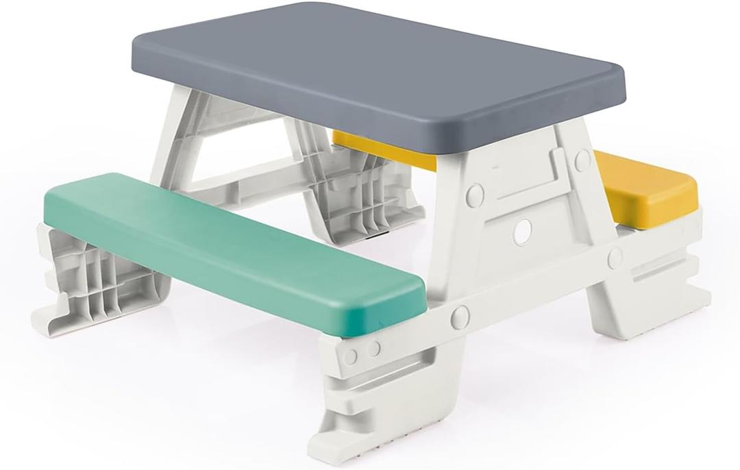 DOLU: Picnic Table for 4: White, Green, Yellow - Indoor/Outdoor, Bench Seating, Durable Waterproof Plastic Toy, 30.3 x 28 x 17, Toddler Kids Age 2+ (Multi Color) DOLU: Picnic Table for 4: White, Green, Yellow - Indoor/Outdoor, Bench Seating, Durable Waterproof Plastic Toy, 30.3 x 28 x 17, Toddler Kids Age 2+ (Multi Color)