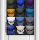 Dofilachy Hat Rack - Hat Organizer - Hat Racks for Baseball Caps, Visible Hat Holder - Baseball Hat Rack for Wall Door with 3 Hooks, 18 Deep Pockets(Black, Medium)
