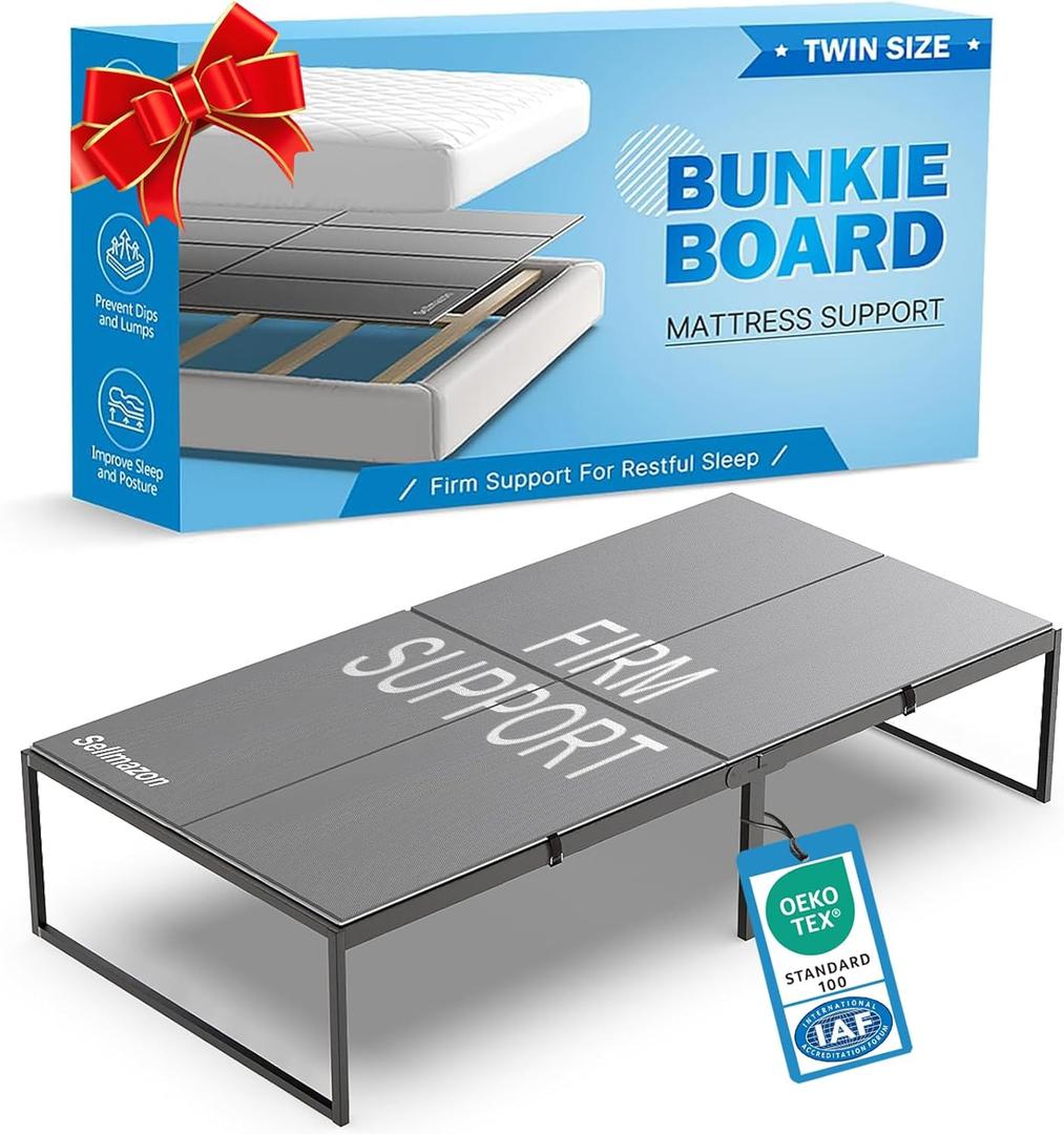 Bunkie Board Twin Size (38x75''), Heavy Duty Bed Boards for Frame
Sleeper Sofa Support Board to Stop Sagging Mattress, Breathable, Noise Minimizing, Moisture Resistant, Gray