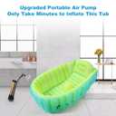 Inflatable Baby Bathtub, Boysea Toddler Bath Tub with Anti-Sliding Saddle Horn Helps Infants to Toddler Tub, Portable Travel Shower Basin with Air Pump, Back Support (Green)