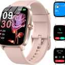 Smart Watch for Men Women with Bluetooth Call & AI Voice, 1.85" HD Fitness Tracker with Heart Rate SpO2 Sleep Monitor, 100+ Sports Modes, Mini Games, IP68 Waterproof Smartwatch for Android iOS Phones (Pink)