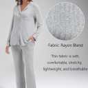Women's Pajama Sets Long Sleeve Button Down Soft Knit Sleepwear Pjs 2 Piece Lounge Set (L)