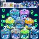 Galaxy Glow-in-The-Dark Slime Kit 9 Pack - Space Slime with Astronaut, Alien & UFO Charms, DIY Slimes Set Sensory Toys, Slimes Party Favors for Kids Gift