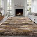 8x10 Shag Rugs for Living Room, Soft Fluffy Abstract Brown Fuzzy Large Area Rugs for Bedroom Boys Girls Kids Room Nursery Dorm Home Decor, Non-Slip Plush Shaggy Indoor Carpet