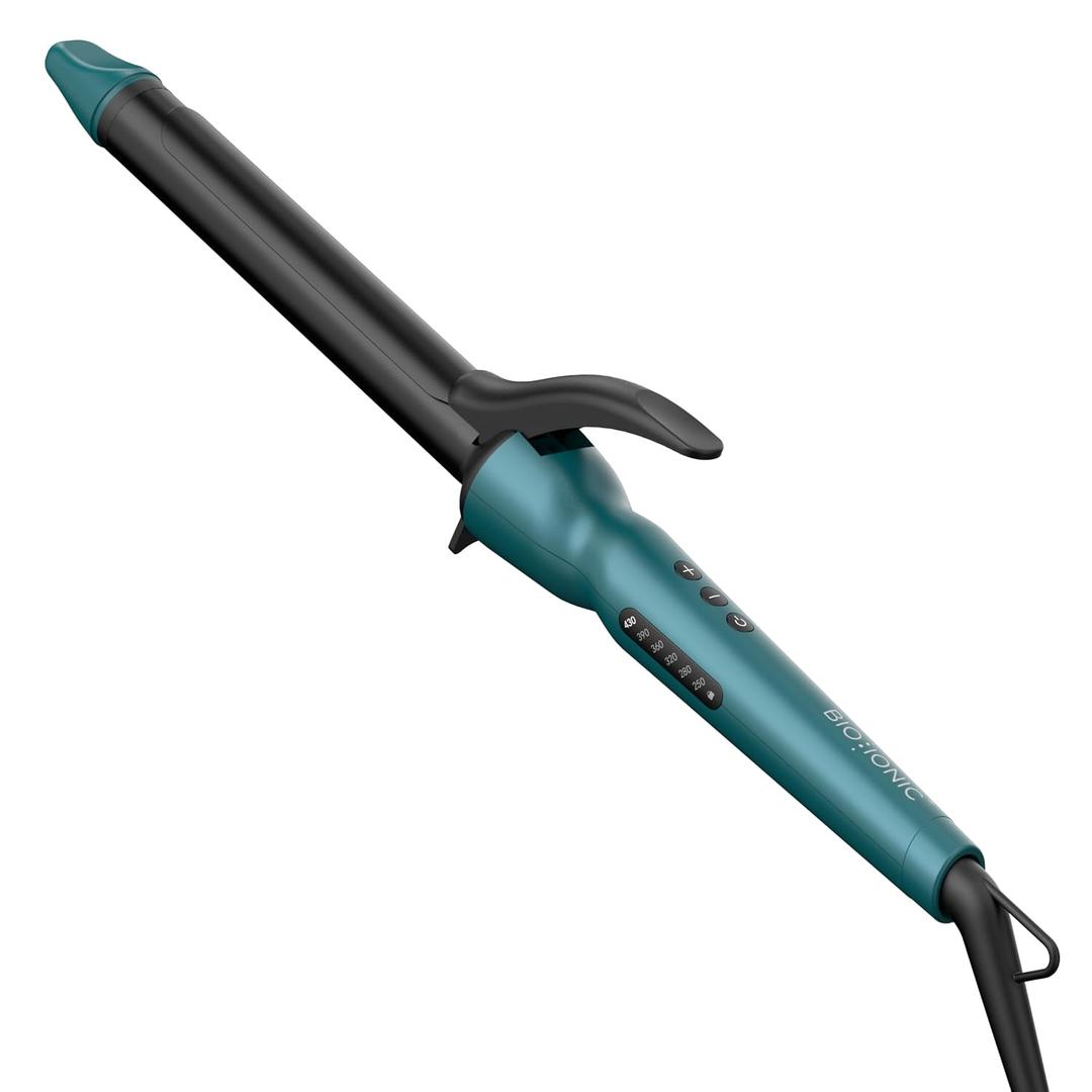 Bio Ionic Long Barrel Curling Iron, Moisture Heat Technology & NanoIonic MX | Versatile Curling Styler with Longer Barrel for Easy Hair Styling, Multiple Barrel Sizes for Frizz-Free, Defined Curls, 1 Inch (Classic Curls), Teal Tides