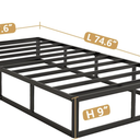 Twin Box Spring 9 Inch Heavy Duty Box Spring Mattress Foundation, Metal Bed Base with Fabric Cover, Noise Free Easy Assembly