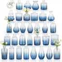 RUCKAE 32 Pack Flower Vase Mini Glass Bud Vases Vintage Small Vases for Centerpiece Table Wedding Decorations Home Decor Party (Gradient Blue)