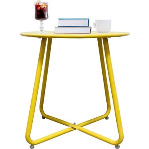 Metal Edge Table, Garden Balcony Terrace Edge Table, Outdoor Circular Metal Edge Table, Indoor Circular Table (Yellow)