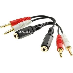 2-Pack 6-inch 3.5mm Stereo Female to Dual 3.5mm Mono Male Left/ Right Adapter Cable, AV-Y16-2