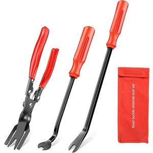 GOOACC 3 Pcs Clip Pliers Set & Fastener Remover - Auto Upholstery Combo Repair Kit with Storage Bag for Car Car Panel Dashboard (Red)