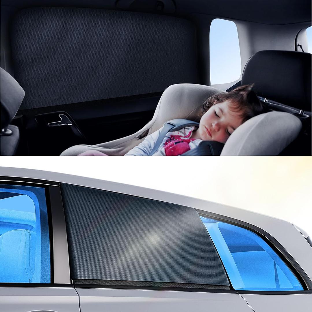 [2025 Upgraded] Doogoocoo Car Window Shades for Baby, [100% UV Block & Ice-Crystal Cooling] Breathable Car Shade for Back Window Universal Fit for SUV, Sedan, 2 Pack, Privacy & Safety (Medium)