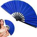 2 x Boots on The Ground Fan,13inch Large Rave Fan PoppingFan Clacking Fans for Line Dancing,Line Dance Popping Fans,HandFans for Women Foldable,Portable for Outdoor,Wedding,Party,Decoration(Blue)