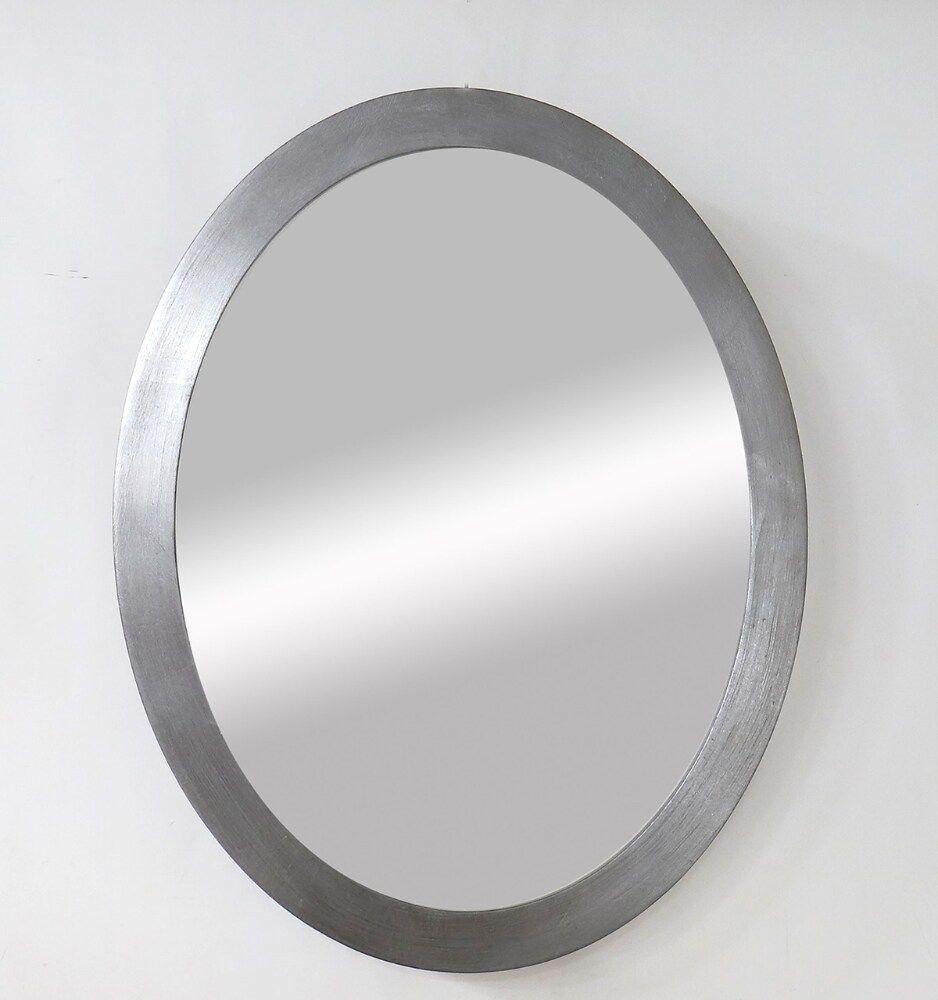 Silver Foil Oval Wall Mirror Hangs Vertical or Horizontal | Hardware Included | Ready to Hang 23" x 1.5" x 29"